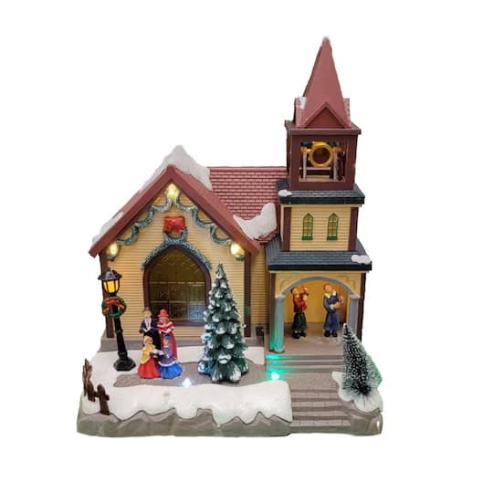Wizardi 20" Christmas Village House Church with LED Lights